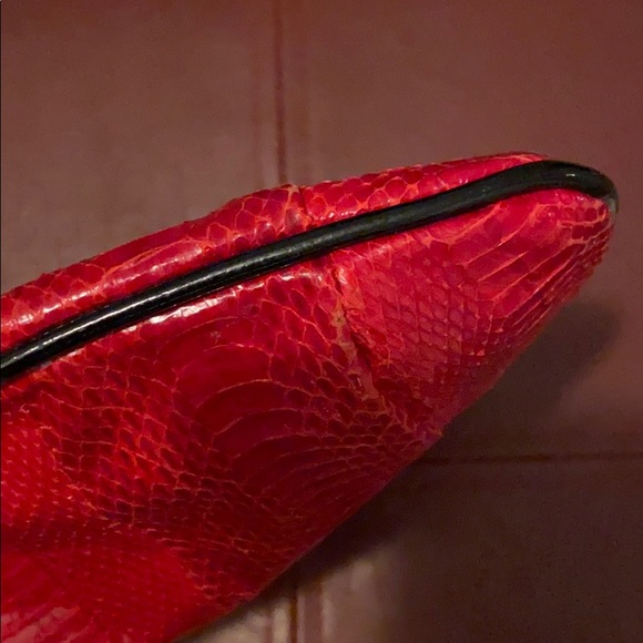 Vintage J Renee Red snakeskin Envelope Clutch - Picture 7 of 7